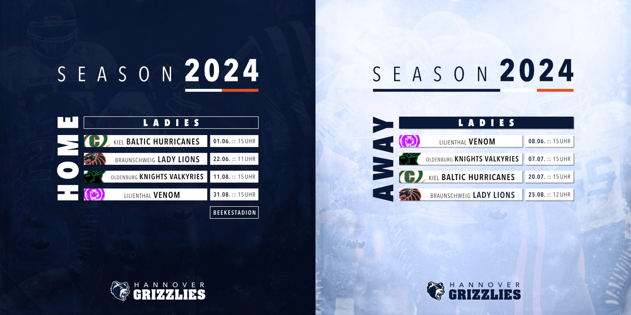 Hannover Grizzlies Ladies Spielplan 2024
